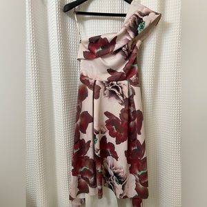 Floral One Shoulder Hi-Low Gown